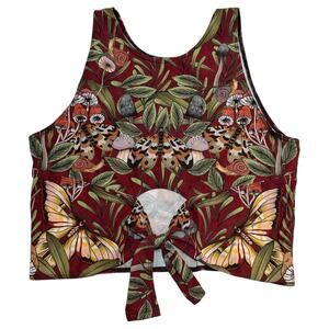 Yoga Democracy Ready or Knot Tank Top Fun Gal Active Tie Detail Mushroom Bugs XL